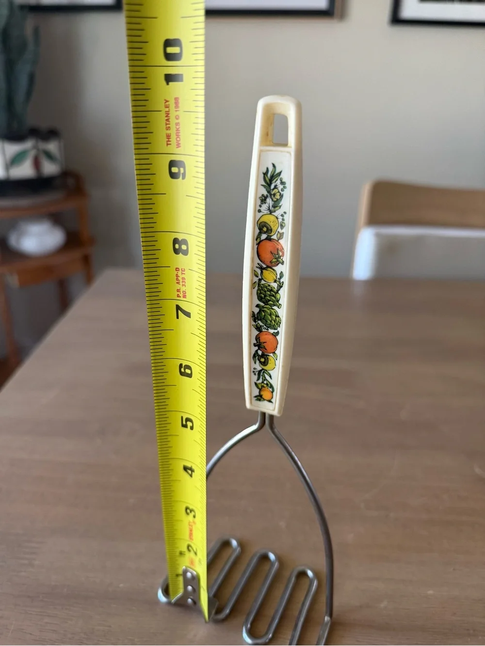 Vintage EKCO Spice of Life Pattern Potato Vegetable Masher Stainless Steel Retro